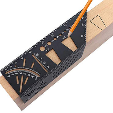 Aluminum Alloy Woodworking Square Size Measure Ruler, 3D Mitre Angle Measuring Template Tool, 45 90 Degree Carpenter's Layout Ruler Gauge Woodworking Accessories Gifts for Men Dad Father Husband - FoxMart™️ - CDIYTOOL
